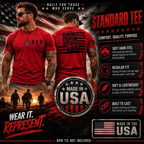 Vista 6 de RED Friday US Military Shirt Remember Everyone Deployed Flag American Pride Camiseta para hombres y mujeres