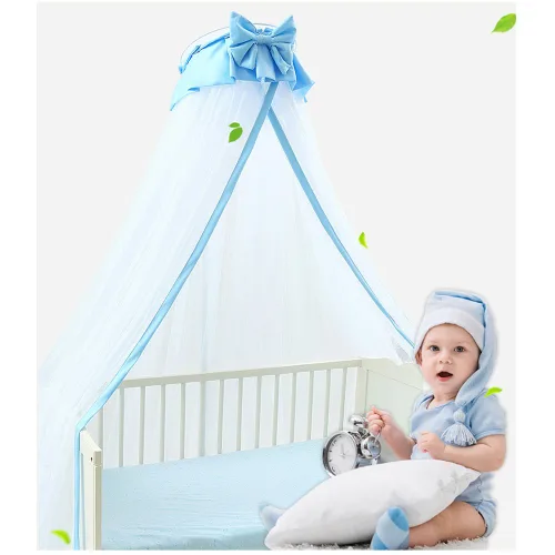 Vista 5 de Cortinas de red transpirable para cuna, toldo para niños, mosquitera, decoración de dormitorio (azul, mosquitera)