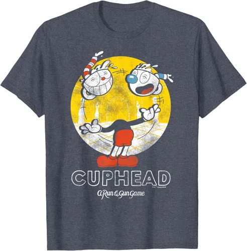 Vista 27 de Cuphead Camiseta con Mugman Head Malabarismo Negro