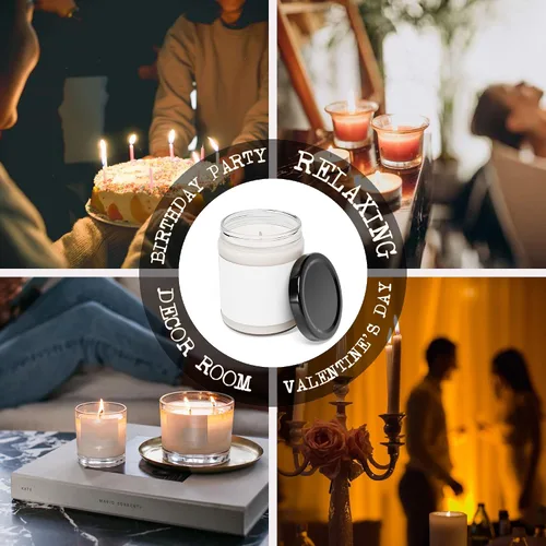 Vista 6 de NHI - Vela personalizada de feliz cumpleaños, vela con nombre personalizado, vela perfumada de cera de soja para el hogar, tarro transparente de 9