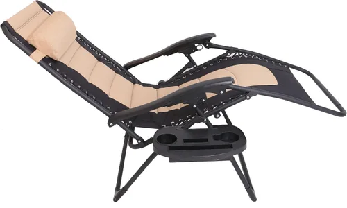 Vista 5 de BTEXPERT Silla reclinable plegable acolchada de gran tamaño con gravedad cero, color negro y marrón