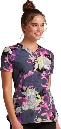 Vista 6 de Cherokee Infinity Mujer Scrubs Top Cuello en V Estampado CK634