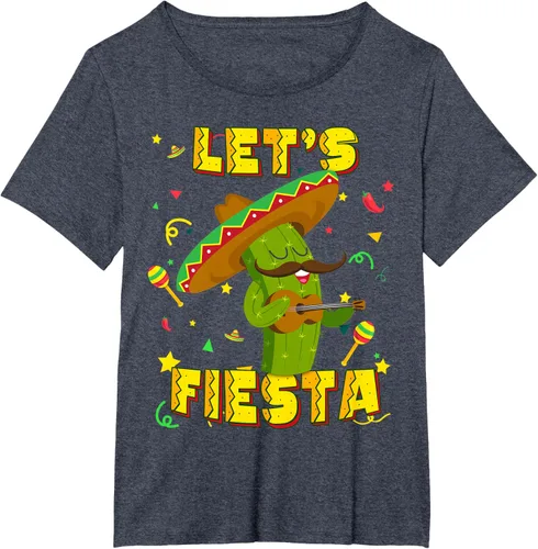 Vista 69 de Cinco De Mayo - Camiseta de regalo con sombrero de cactus Let's Fiesta, Negro, S