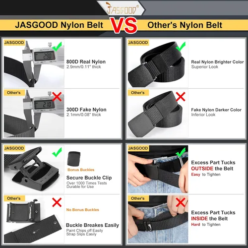Vista 3 de JASGOOD Cinturón táctico militar respirable de nylon de los hombres de la lona con la hebilla plás