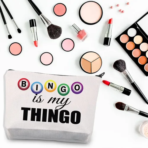 Vista 3 de BDPWSS Regalos divertidos de bingo bolsa de maquillaje de bingo regalo de jugador de bingo Bingo es mi Thingo para jugador de bingo regalo regalo