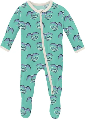 Vista 65 de KicKee Baby & Toddler - Pijama de viscosa ultrasuave de bambú con patas abatibles y puños