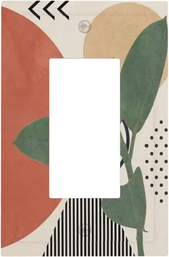 Vista 108 de Mid Century Morden Boho - Placa de pared para interruptor de luz dúplex de 1 banda, placa frontal decorativa eléctrica para receptáculo para baño