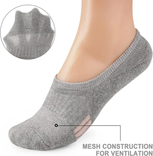 Vista 4 de Gonii Calcetines deportivos invisibles para mujer, calcetines tobilleros acolchados para correr, corte bajo, 5-8 pares