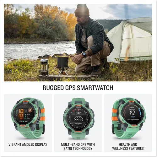 Vista 53 de Garmin Instinct® 3 45mm, pantalla AMOLED, reloj inteligente GPS resistente para exteriores, bisel reforzado con metal, linterna incorporada, hasta