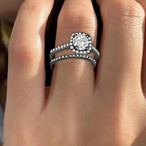 Vista 6 de iLH Clearance Hollow Carving Diamond Rings,Women Fashion Luxury Zircon Rings Engagement Wedding Rings Jewelry Gift by ZYooh