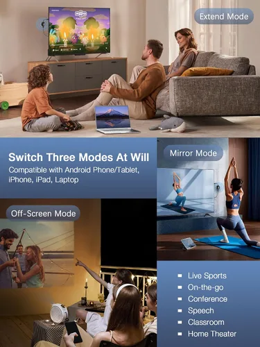 Vista 6 de AIMIBO Adaptador de pantalla inalámbrico 4K – Real Plug & Play, 2.4G y 5G HDMI Dongle inalámbrico para iOS, Android, Windows, MacOS, teléfono