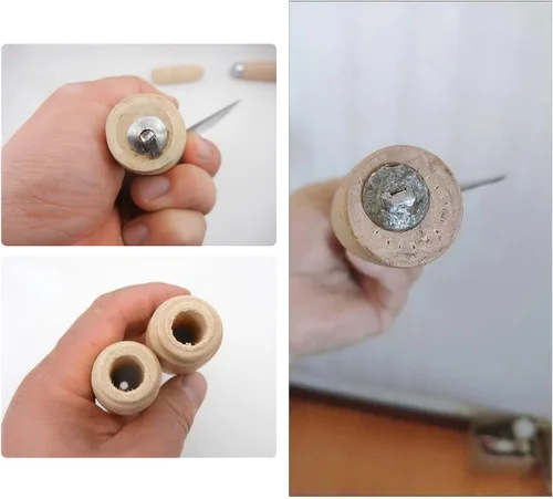 Vista 2 de Paquete de 2 piezas de mango de cuchillo de cuchilla de repuesto tipo espiga completa mango de madera con agarre redondo ergonómico para cuchillo