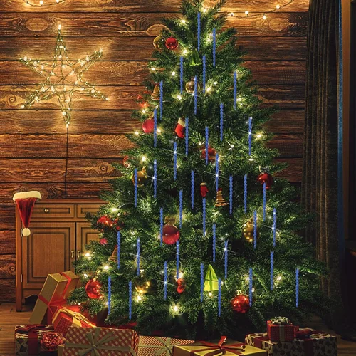 Vista 7 de 50 carámbanos de árbol para Navidad, adornos de Navidad de plástico, torcidos, decoración colgante de carámbanos para invierno, vacaciones, fiesta