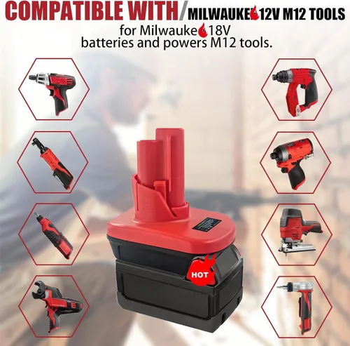 Vista 6 de TPDL 18V a 12V para adaptador de batería Milwaukee, para convertidor M18 a M12 Uso para herramientas de 12V