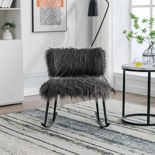 Vista 3 de KEVINSPACE Mecedora moderna, moderna silla ligera tapizada para cuarto de bebé, silla mecedora para guardería, cómoda silla de acento cargada