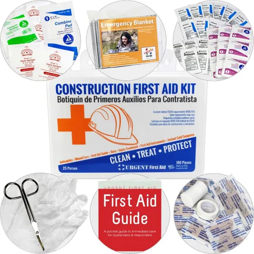 Vista 4 de Kit de primeros auxilios para contratistas de OSHA para lugares de trabajo de hasta 25 personas de Urgent First Aid™ 180 piezas en estuche