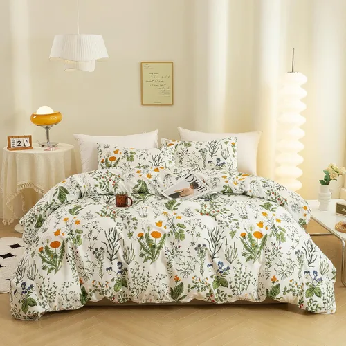 Vista 10 de ECOCOTT Juego de funda de edredón floral tamaño Queen, 100% algodón lavado, sensación de lino, 3 piezas, funda de edredón vintage con cierre