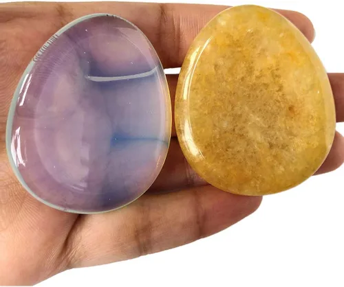 Vista 7 de Piedra calmante para el pulgar, en forma de gota, para relajar el estrés y curación con cristal Reiki, cabe en la palma de la mano