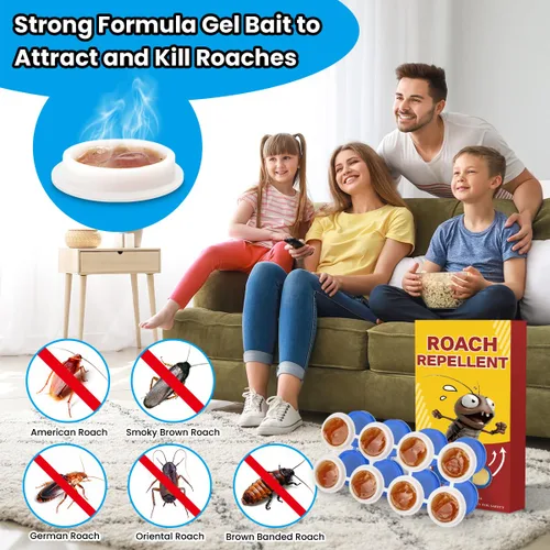 Vista 4 de Cebo de gel para cucarachas de fuerza profesional, paquete de 32 mata cucarachas eficaz, cebo de consumo para infestaciones pesadas, fórmula segura