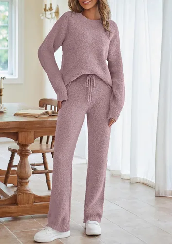Vista 2 de MEROKEETY Conjunto de pijama de 2 piezas de forro polar mullido para mujer