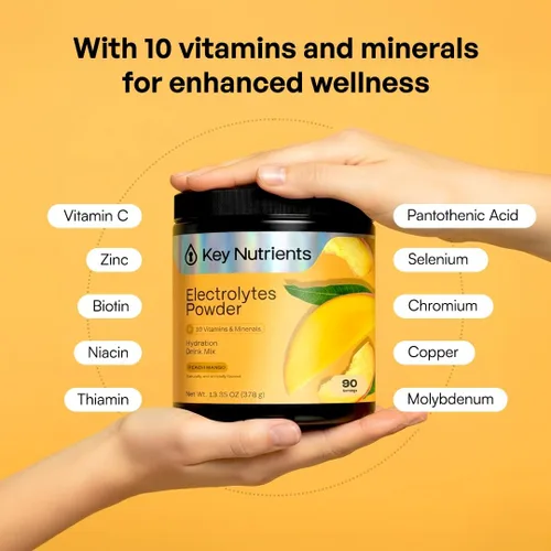 Vista 30 de KEY NUTRIENTS Electrolitos en polvo sin azúcar, limonada de maracuyá con 6 electrolitos y minerales, fibra prebiótica y polvos de hidratación