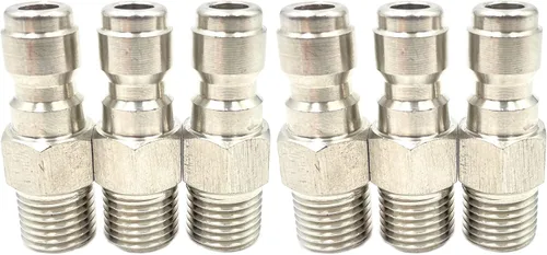 Vista 5 de 3 unids 1/4 pulgada macho NPT montaje 5000 PSI, acoplador de lavadora a presión sólido macho enchufe de conexión rápida