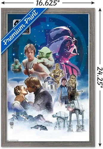 Vista 3 de Trends International Star Wars: The Empire Strikes Back 40th - Póster de pared clásico, 14.725 x 22.375 pulgadas, versión enmarcada de madera