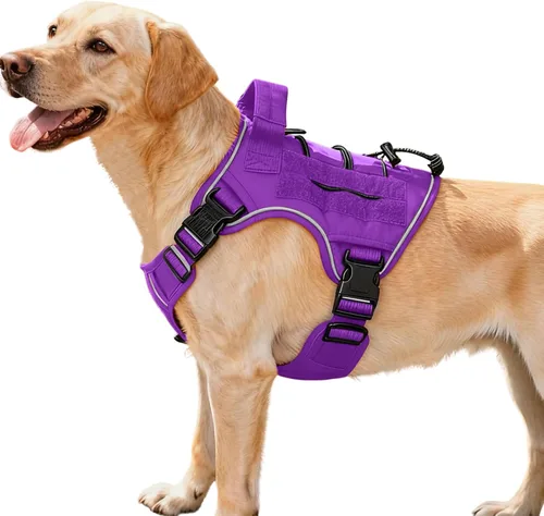 Vista 61 de Arnés táctico para perros grandes, chaleco reflectante ajustable sin tirones con sistema Molle, control de grado militar K9 para entrenamiento