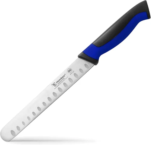 Vista 14 de Cuchillo de chef de 8 pulgadas con borde Granton para rebanar jamón y carne de pavo Certificado NSF Hoja de acero inoxidable alemán Mango