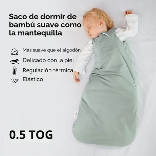 Vista 2 de BubblePanda Saco de Dormir de Rayón Hecho de Bambú 12-18 Meses 0.5 Tog Suave Ligero Saco de Dormir para Niños Pequeños 1t para Bebés Cremallera de 2