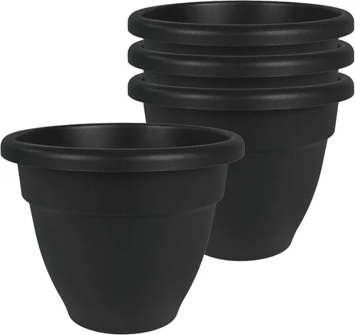 Vista 18 de The HC Companies, Caribbean - Maceta de plástico y ligera de 6 pulgadas para interiores y exteriores, maceta para hierbas y flores, color negro