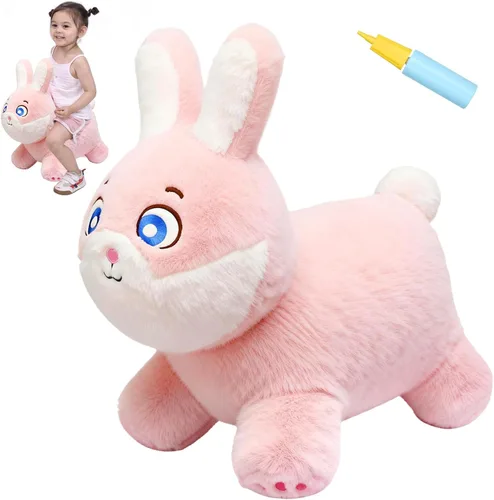 Vista 12 de INPANY Juguetes Saltarines de Vaca Animales de Granja para Regalos de Niña de 2 Años, Caballo Saltarín Inflable de Peluche para Niños, Montable Toro