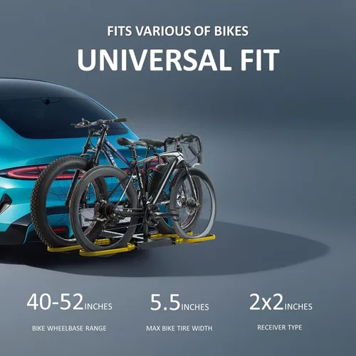 Vista 3 de Portabicicletas para enganche de remolque para automóvil, para 2 bicicletas, soporte para bicicleta eléctrica con enganche de montaje, para 2