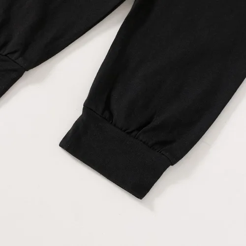 Vista 8 de YOUNGER TREE Conjunto de ropa de invierno para bebés y niñas pequeñas, con capucha de murciélago negro, con bolsillo y cremallera