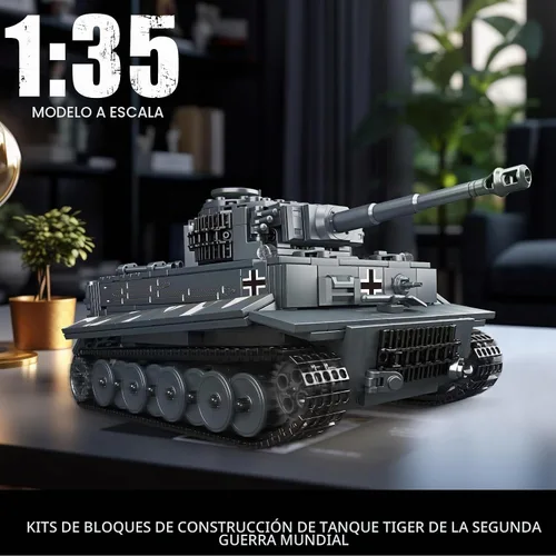 Vista 2 de Mould King MOC - Bloques de construcción de tanque de tigre, control remoto por aplicación, kit de bloques de construcción de modelo de vehículo