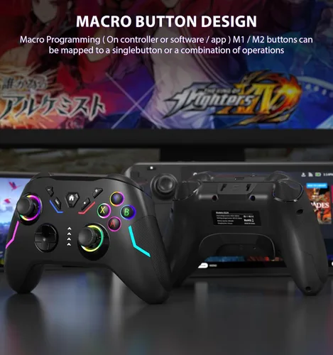 Vista 6 de YCCSKY Wireless PC Gaming Controller for Windows (781011), Compatible Nintendo Switch and Steam Deck, 9 Color LED Light Gamepad with Turbo Function