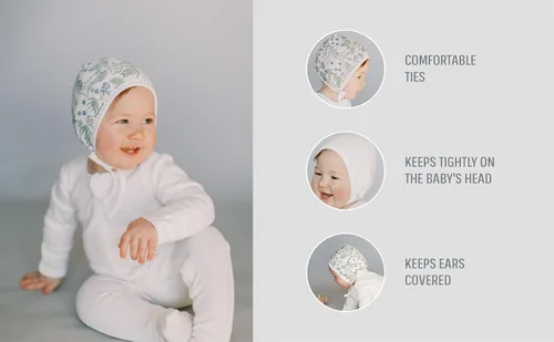 Vista 4 de KLUSHA Gorro de bebé de doble cara de bambú y algodón para recién nacidos, gorro de hospital reversible transpirable para todas las estaciones