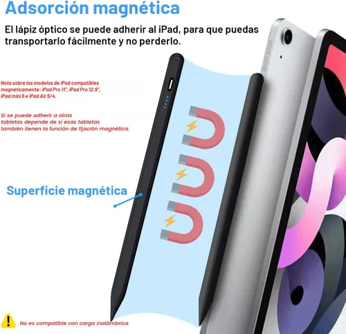 Vista 3 de Lápices ópticos para pantallas táctiles, lápiz para tableta con pantalla de energía, punta POM, lápiz táctil digital magnético compatible