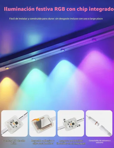 Vista 7 de BSGlobal 100 pies de luces exteriores permanentes, 60 luces LED RGB e IC inteligentes para aleros con control por aplicación/remoto, 209 modos