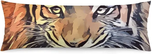 Vista 13 de Funda de almohada corporal, funda de almohada extra grande con cara de animal y gato grande, diseño de animal salvaje, funda de almohada corporal
