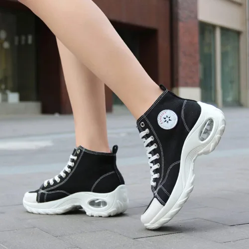 Vista 2 de MAUGELY Zapatos deportivos de lona con suela alta para mujer