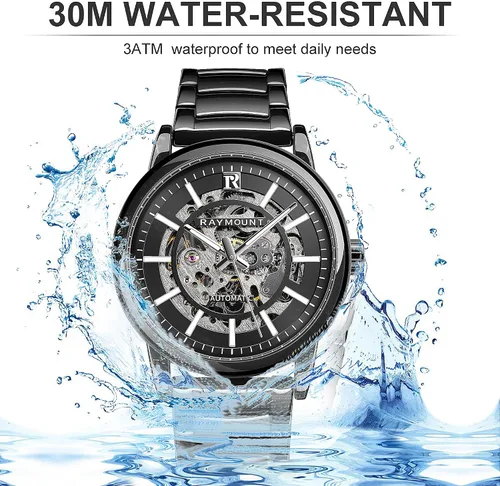 Vista 2 de FORSINING Men's Automatic Watch with Mechanical Movement, Skeleton Dial and Stainless Steel Band