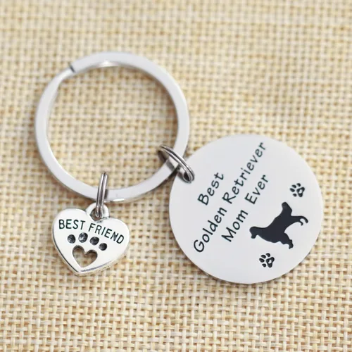 Vista 6 de VALAFO Regalo para amantes de Golden Retriever para mujeres, ideas de llaveros, artículos de mercancía, adornos de mamá Golden Retriever, Acero