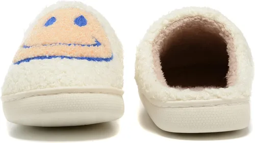 Vista 5 de Pantuflas retro peludas para mujeres y hombres, retro, suaves, esponjosas, cálidas, para el hogar, antideslizantes, estilo de pareja, informales
