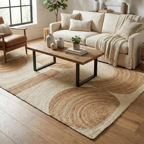 Vista 4 de Collection - Alfombra de pasillo de yute hecha a mano de 3 x 10 pies para cocina, pasillo, alfombra de fibra natural, alfombra decorativa de yute