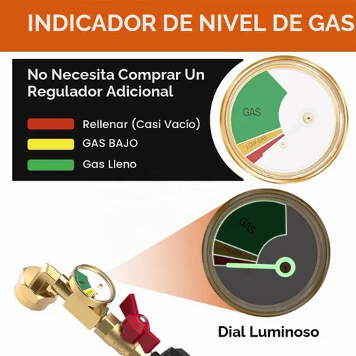 Vista 4 de 2025 Adaptador de Recarga de Propano Mejorado con Válvula y Calibre, Codo de Recarga QCC1 de Latón Sólido para Tanque Pequeño de 1 Libra a Cilindros