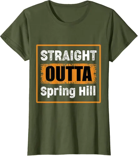 Vista 19 de Straight Outta Spring Hill Tennessee USA - Camiseta de humor vintage, Negro