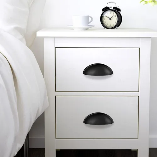 Vista 2 de Probrico Paquete de 5 tiradores para cajones de taza, color negro mate, manijas de gabinete para recipientes, manija de tocador de baño Blak de 3