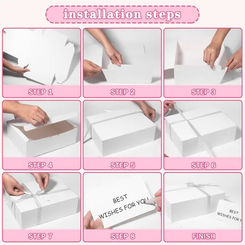 Vista 7 de 12 cajas de regalo grandes blancas con tapa, caja de regalo plegable de 12 x 9 x 4 pulgadas con cinta, cajas de regalo de fiesta para regalos, día