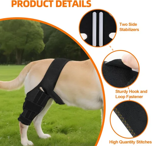 Vista 3 de Rodillera para perro para pierna trasera desgarrada del ACL, soporte ajustable para cadera de perro para pierna trasera con estabilizadores